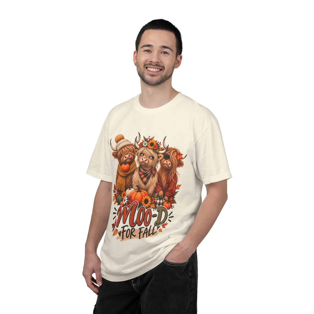 Highland Cow Fall Shirt, Mood for Fall Tee, Cute Cow Shirt, Fall Graphic Tee, Highland Cow Gift, Pumpkin Shirt for Women